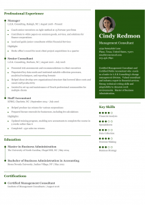 Management Consultant Resume Examples Mid-Career