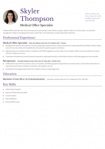 Medical Office Specialist Resume Examples Entry Level