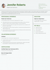 Patient Care Technician Resume Examples Entry Level