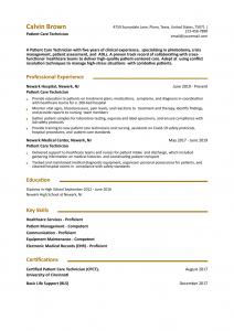 Patient Care Technician Resume Examples Mid-Career