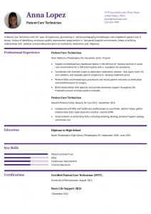 Patient Care Technician Resume Examples Senior-Level