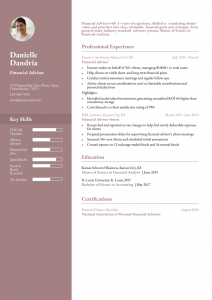 Personal Financial Advisor Resume Examples Mid-Career