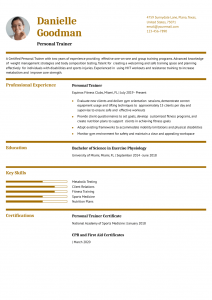 Personal Trainer Resume Examples Entry Level