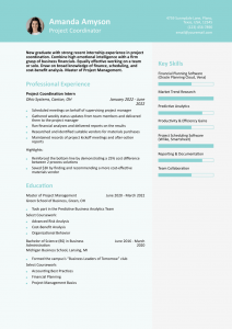Project Coordinator Resume Examples Entry Level