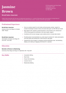 Retail Sales Associate Resume Examples Mid-Career