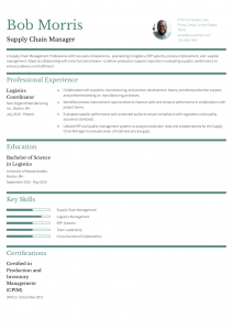 Supply Chain Manager Resume Examples Entry Level