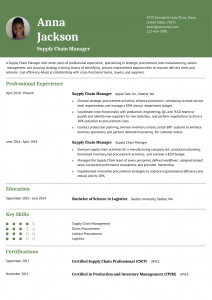 Supply Chain Manager Resume Examples Mid-Career