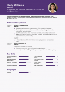 Waiter_Waitress Resume Examples Mid-Career