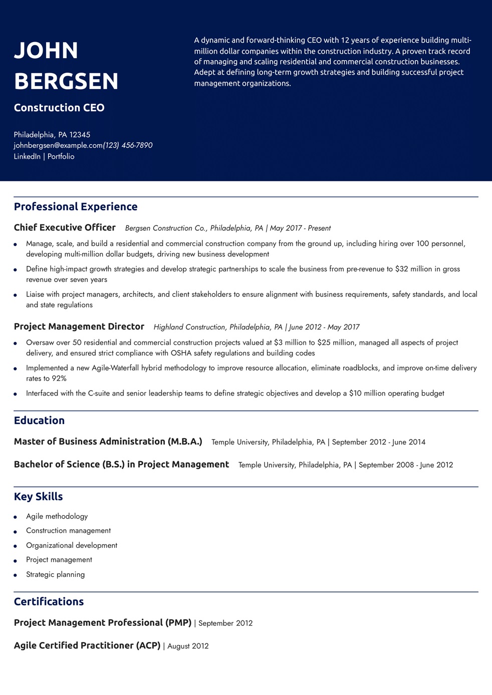 Chief Executive Officer Resume Examples and Templates for 2024