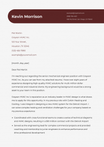 Mechanical Engineer Cover Letter Example #2