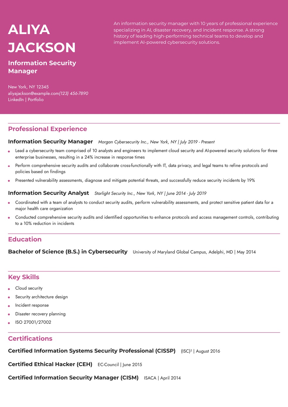 Cybersecurity Resume Examples and Templates for 2024