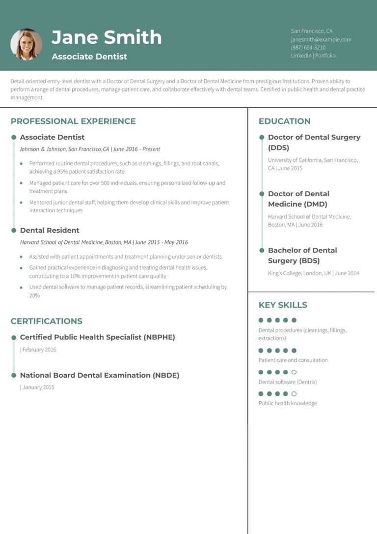 Dentist Resume Examples and Templates for 2024 - ResumeBuilder.com