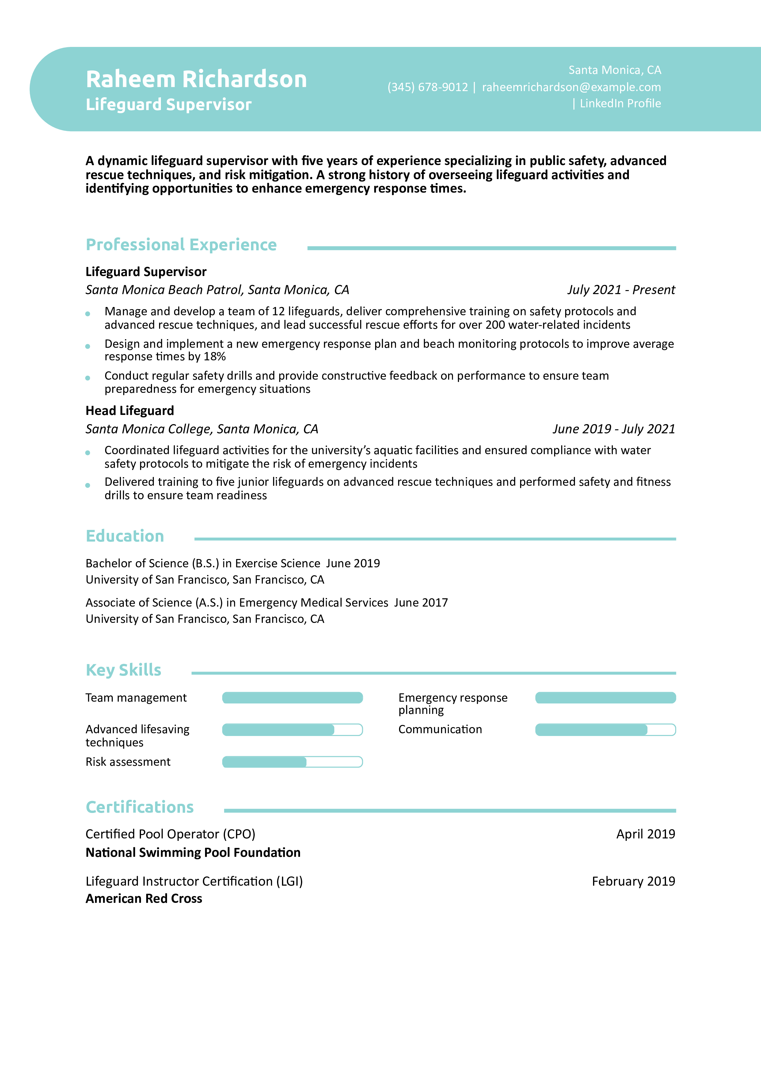 Lifeguard Resume Examples and Templates for 2024 - ResumeBuilder.com