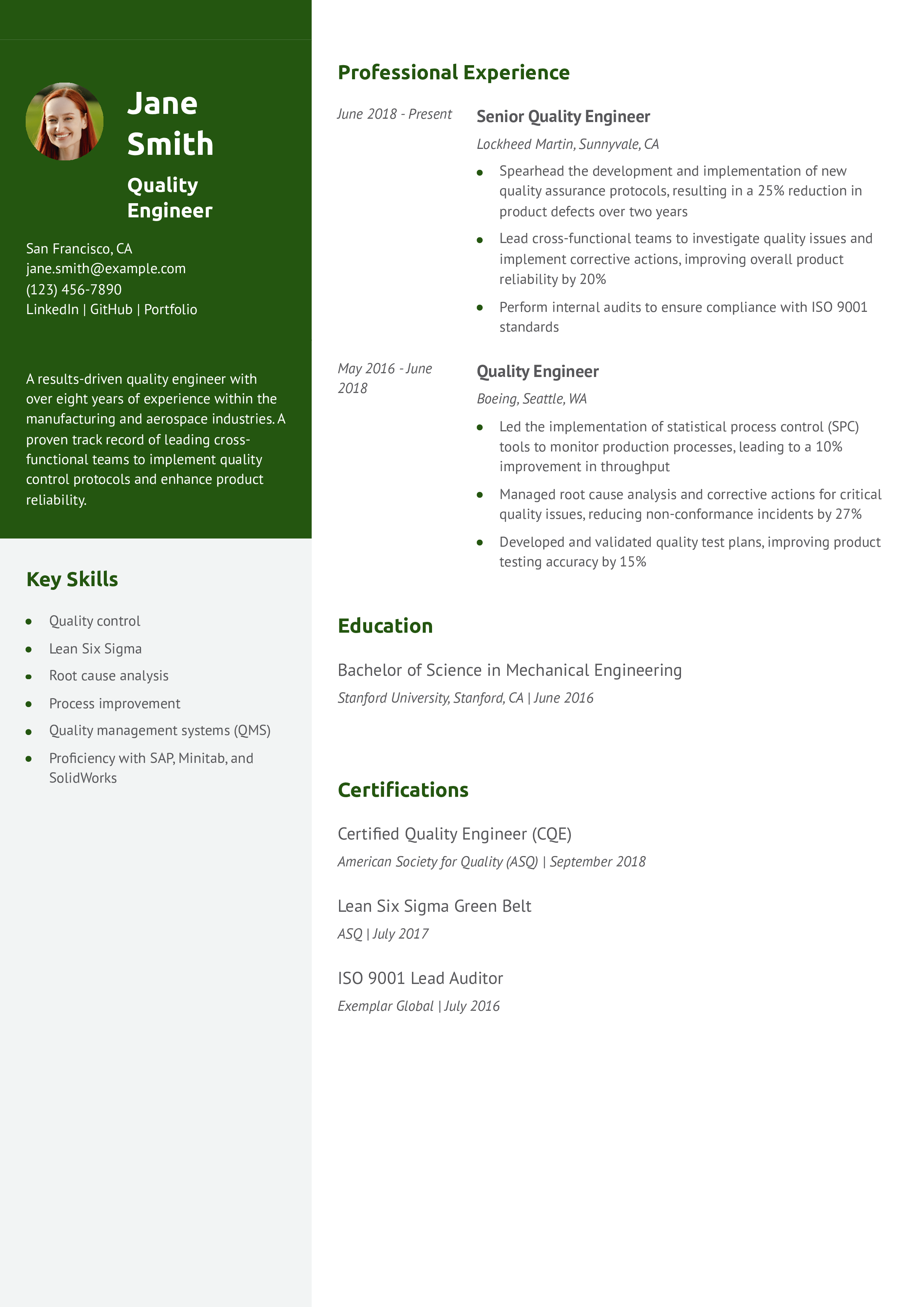 Quality Engineer Resume Examples and Templates for 2024