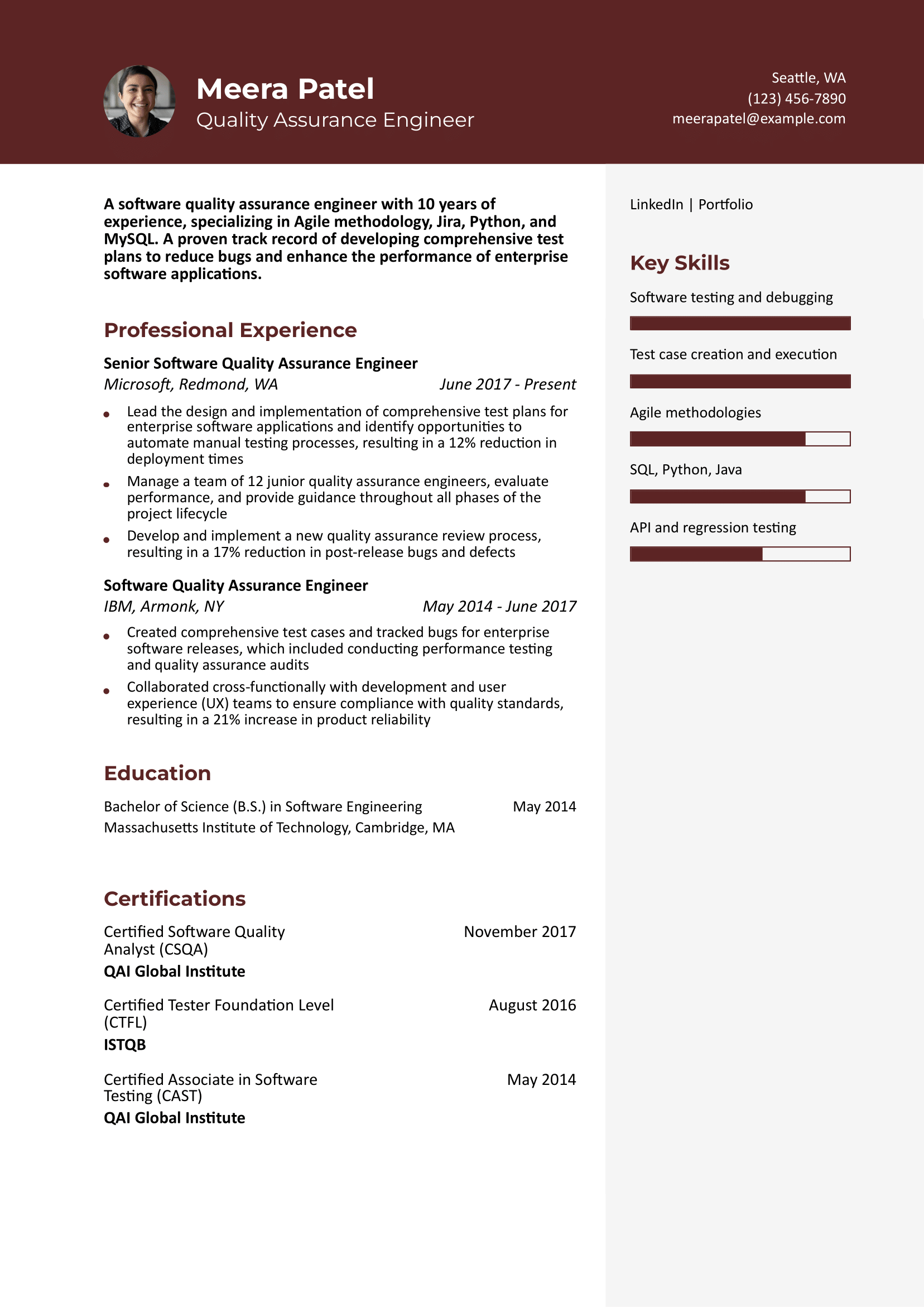 Quality Engineer Resume Examples and Templates for 2024