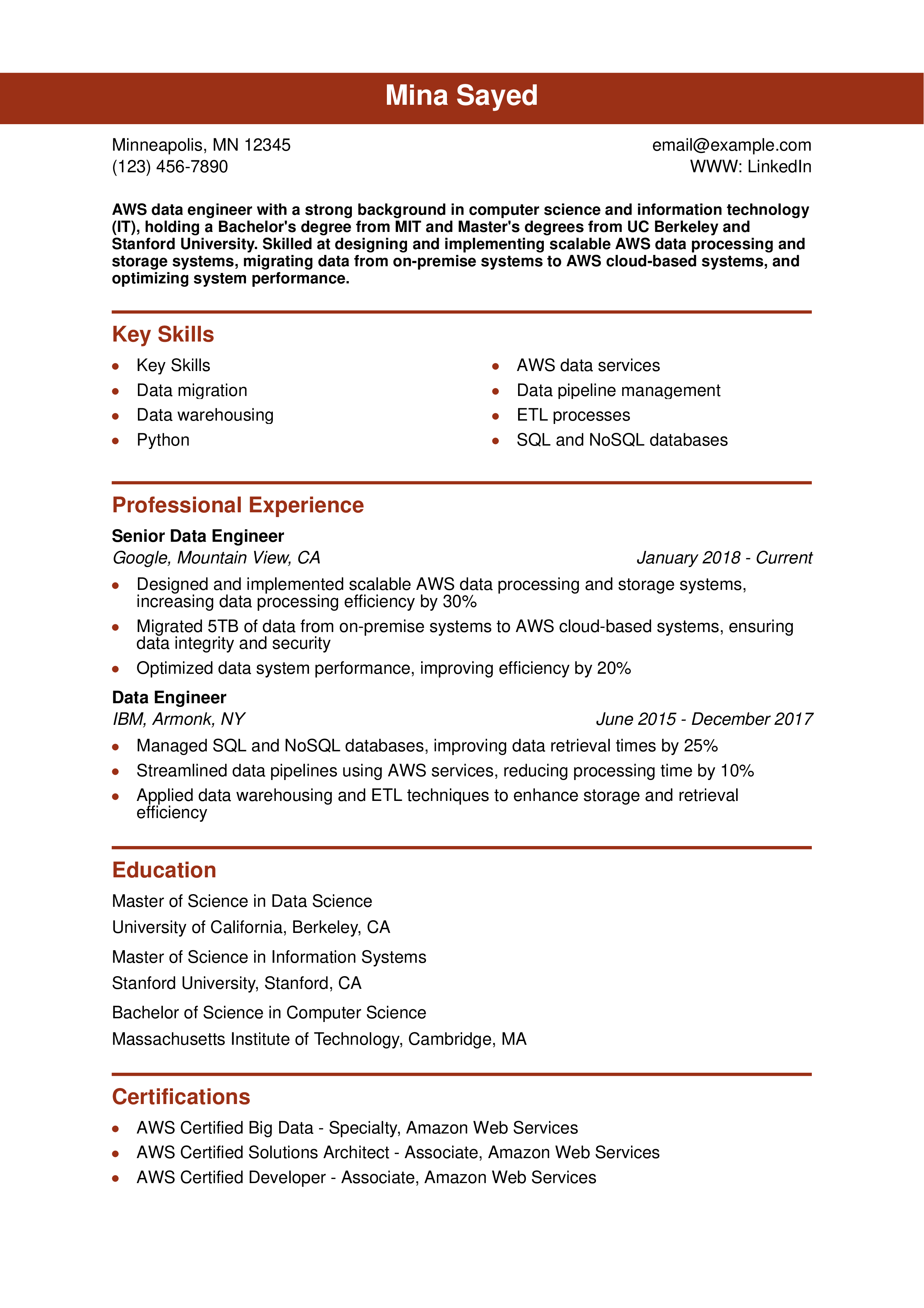 Data Engineer Resume Examples and Templates for 2024