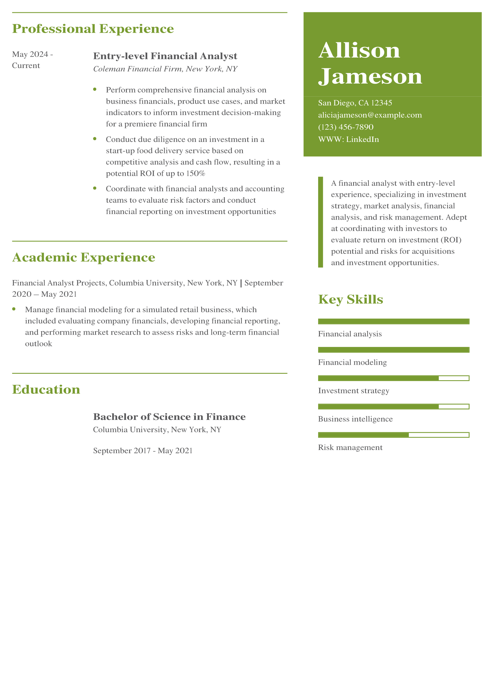 Entry-level Resume Example