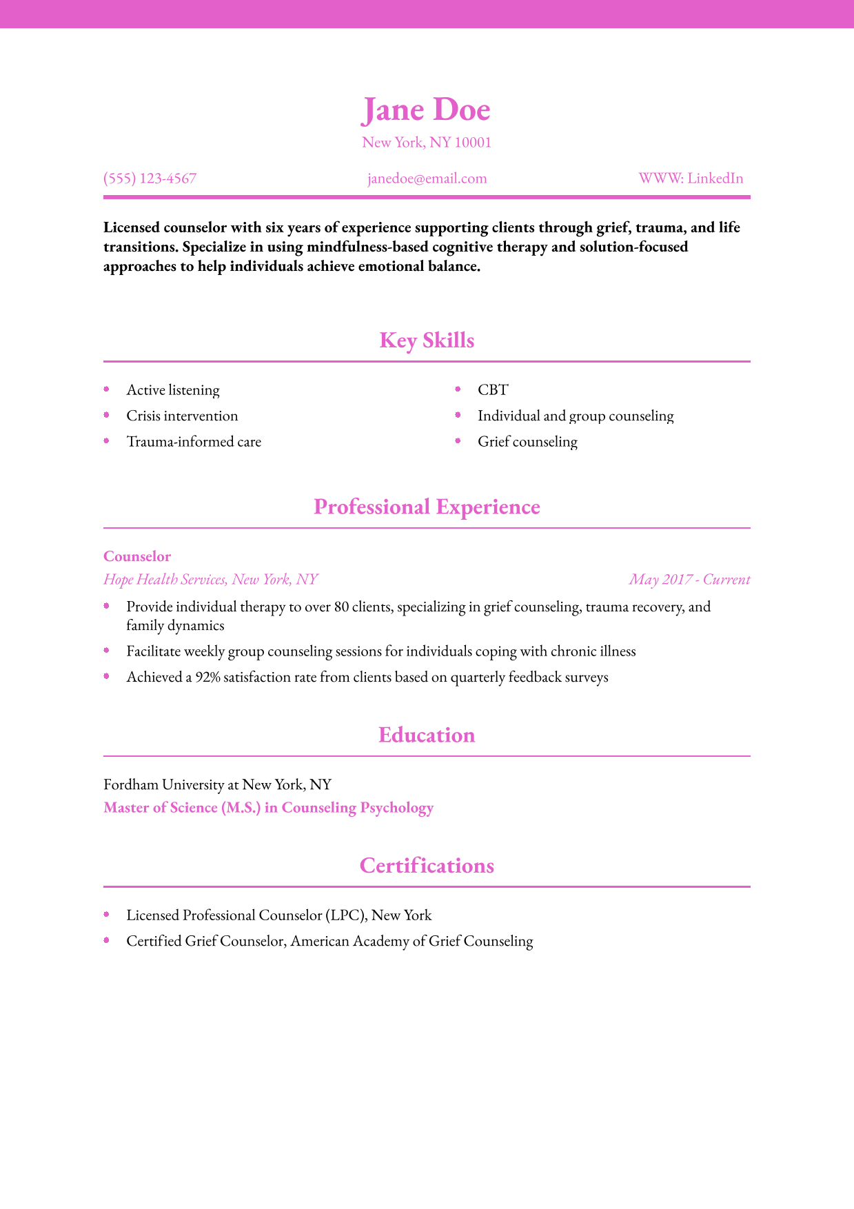 Counselor Resume Examples and Templates for 2025 - ResumeBuilder.com