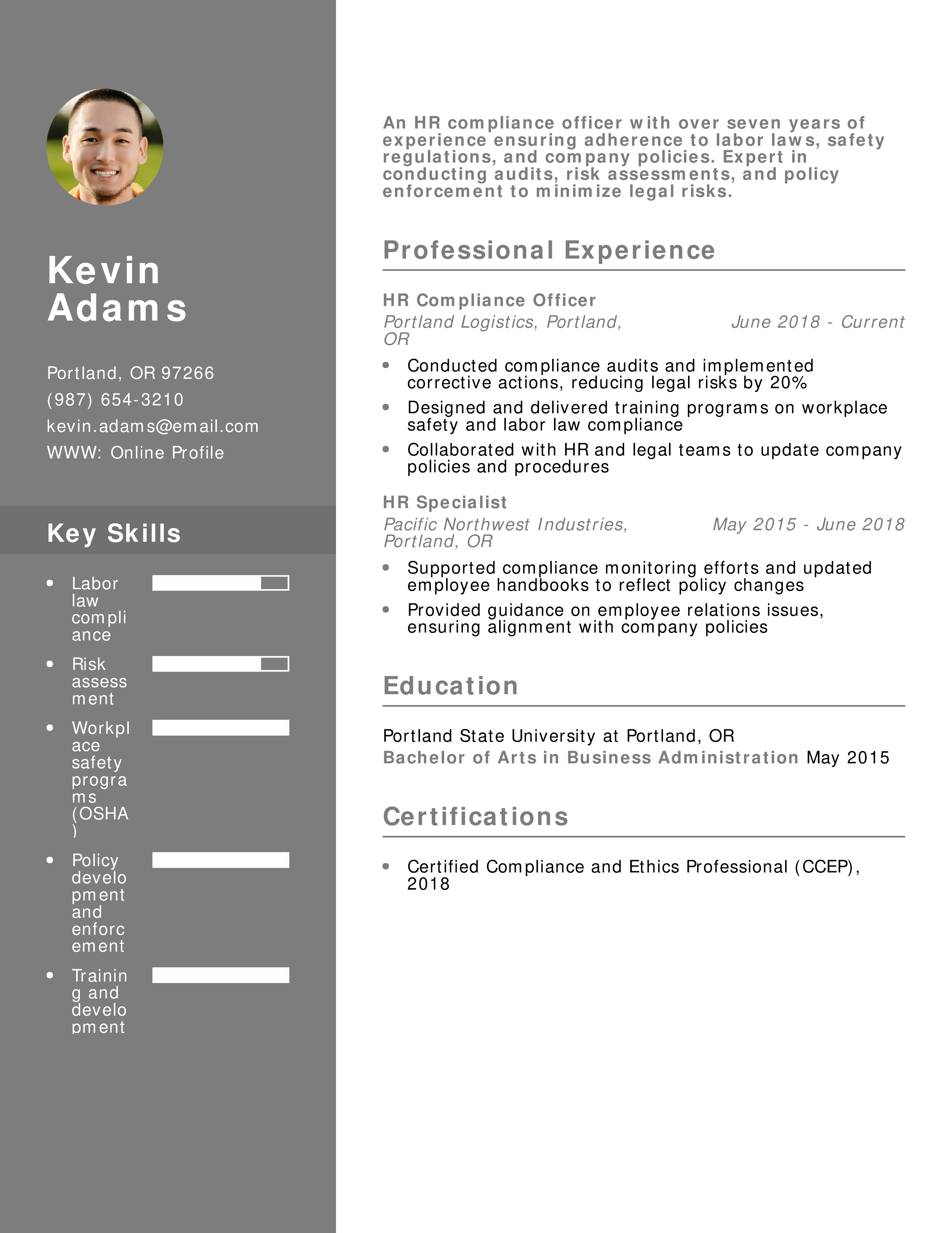 HR Compliance Officer Resume