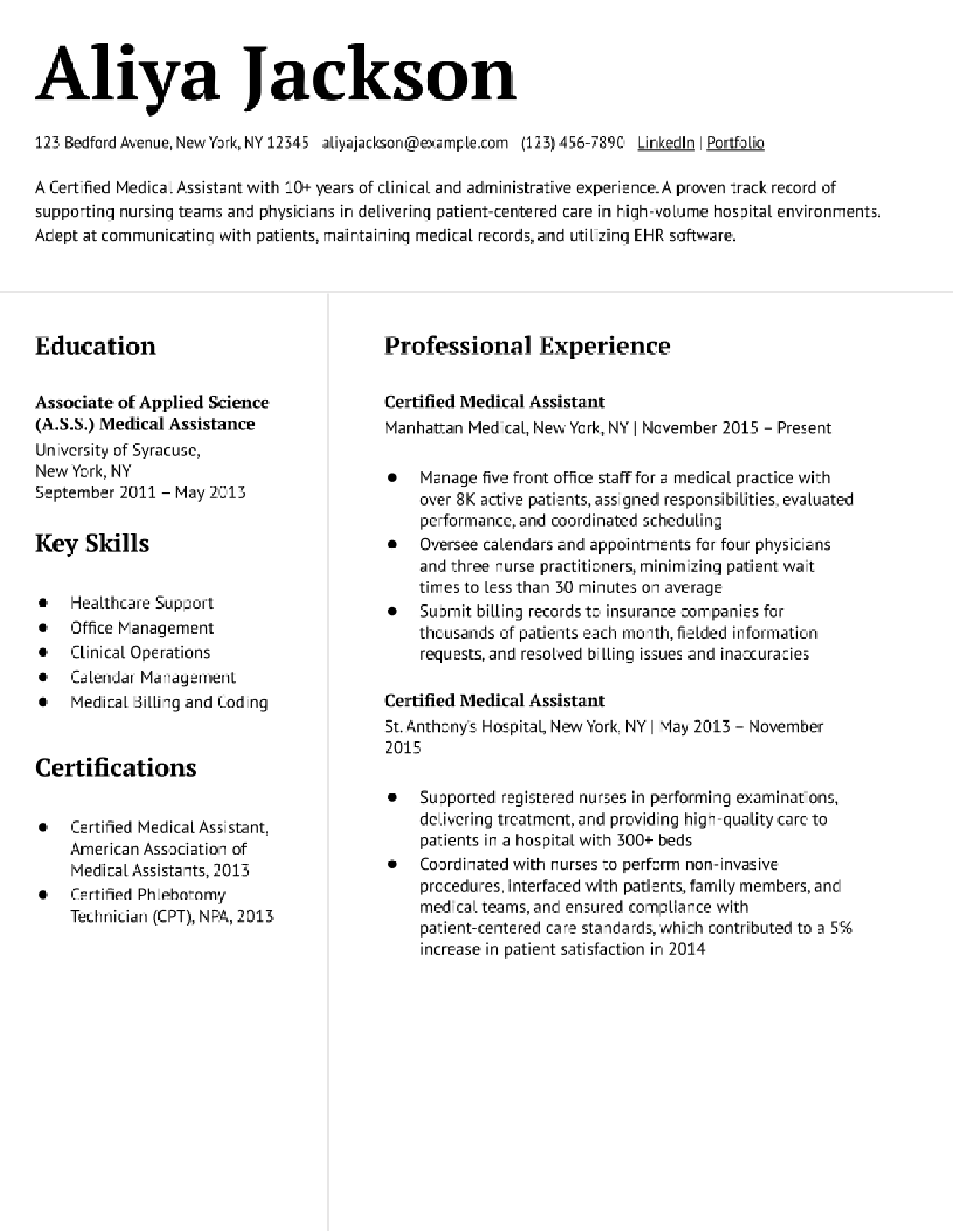 Medical Assistant Resume