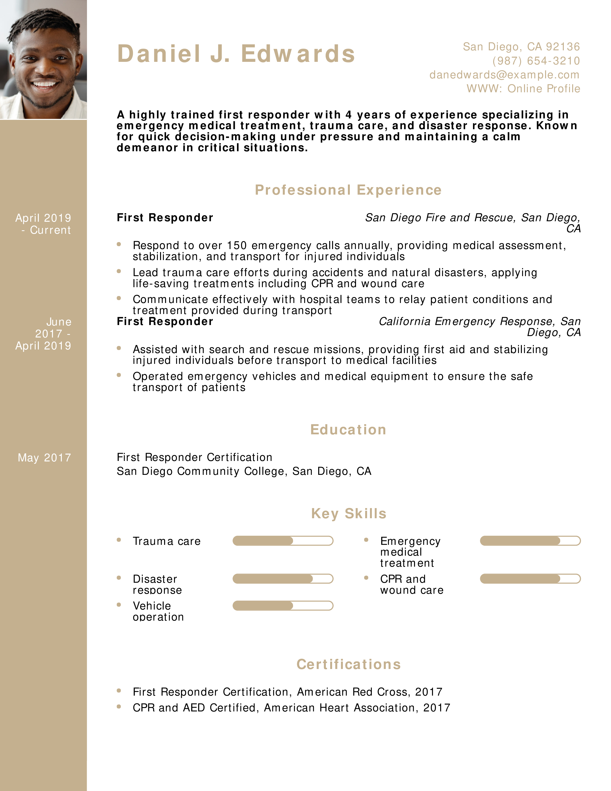 First Responder Resume
