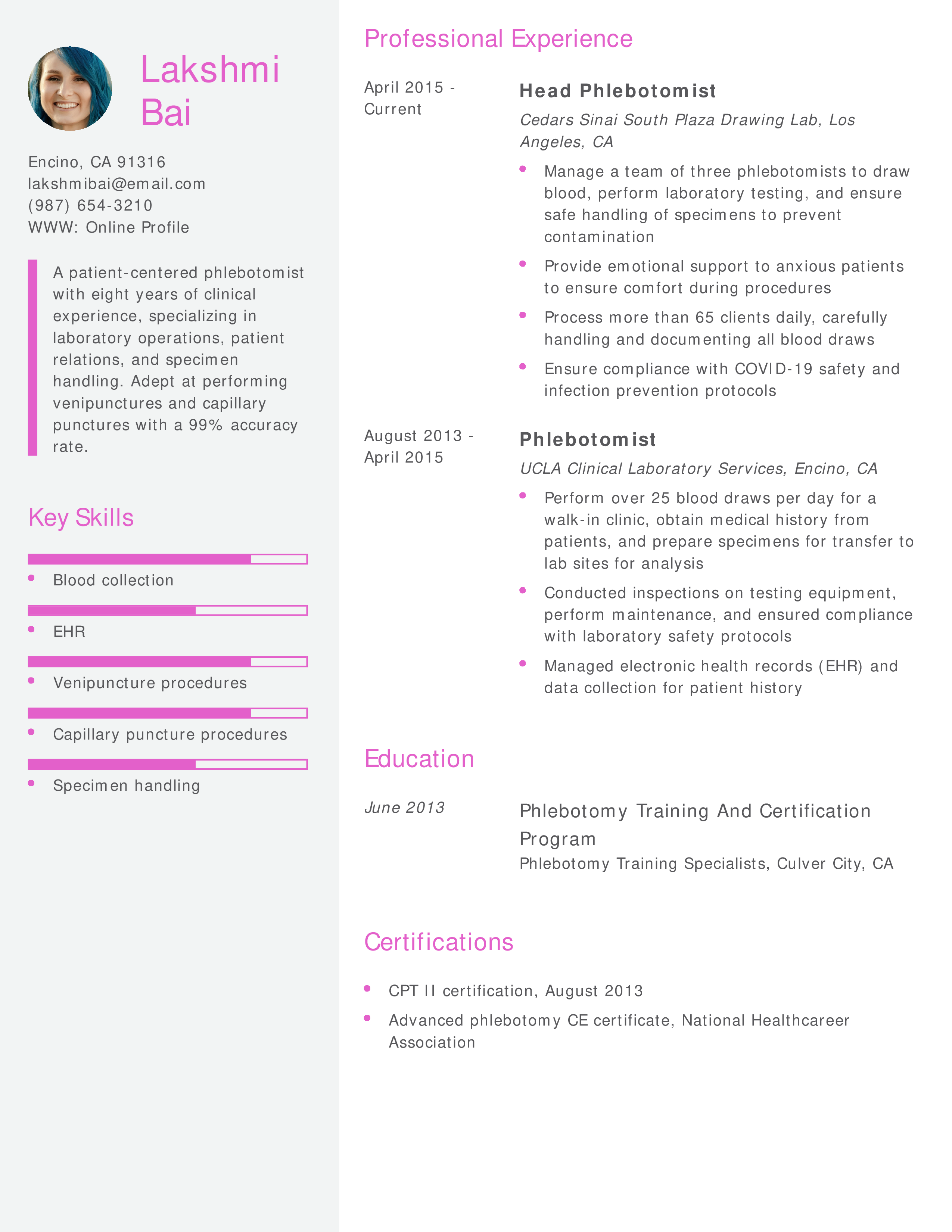 Health Care Support Resume