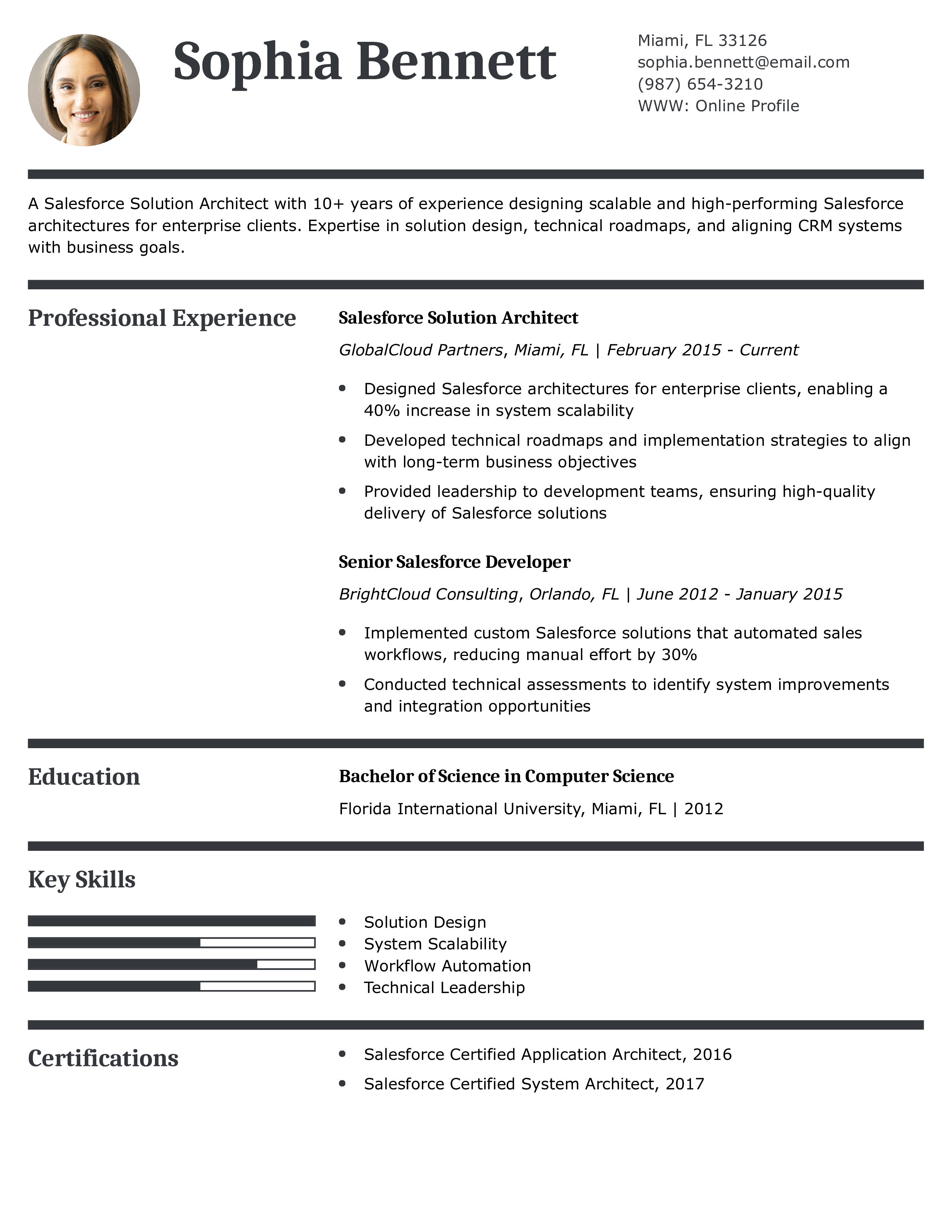 Salesforce Solution Architect Resume