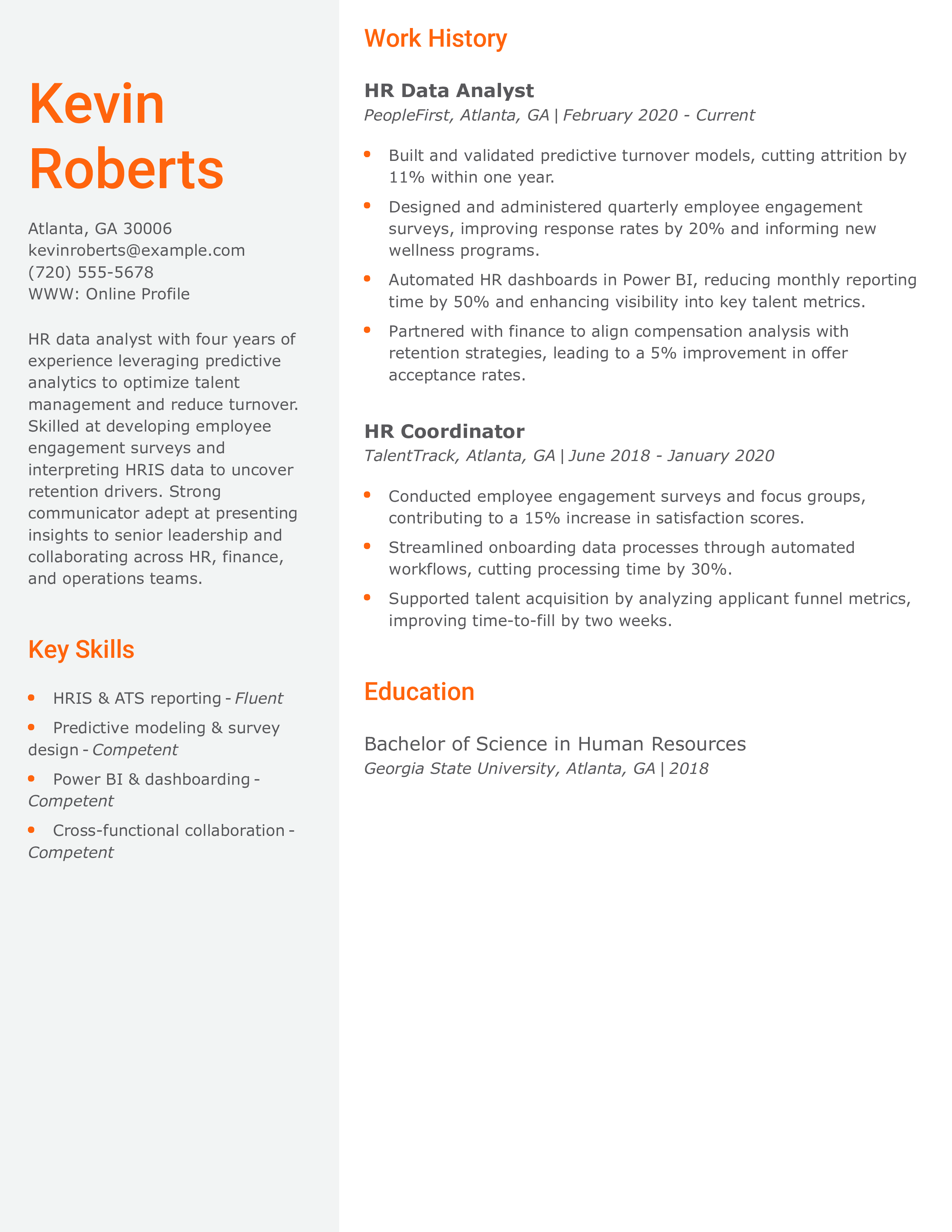 HR Data Analyst Resume