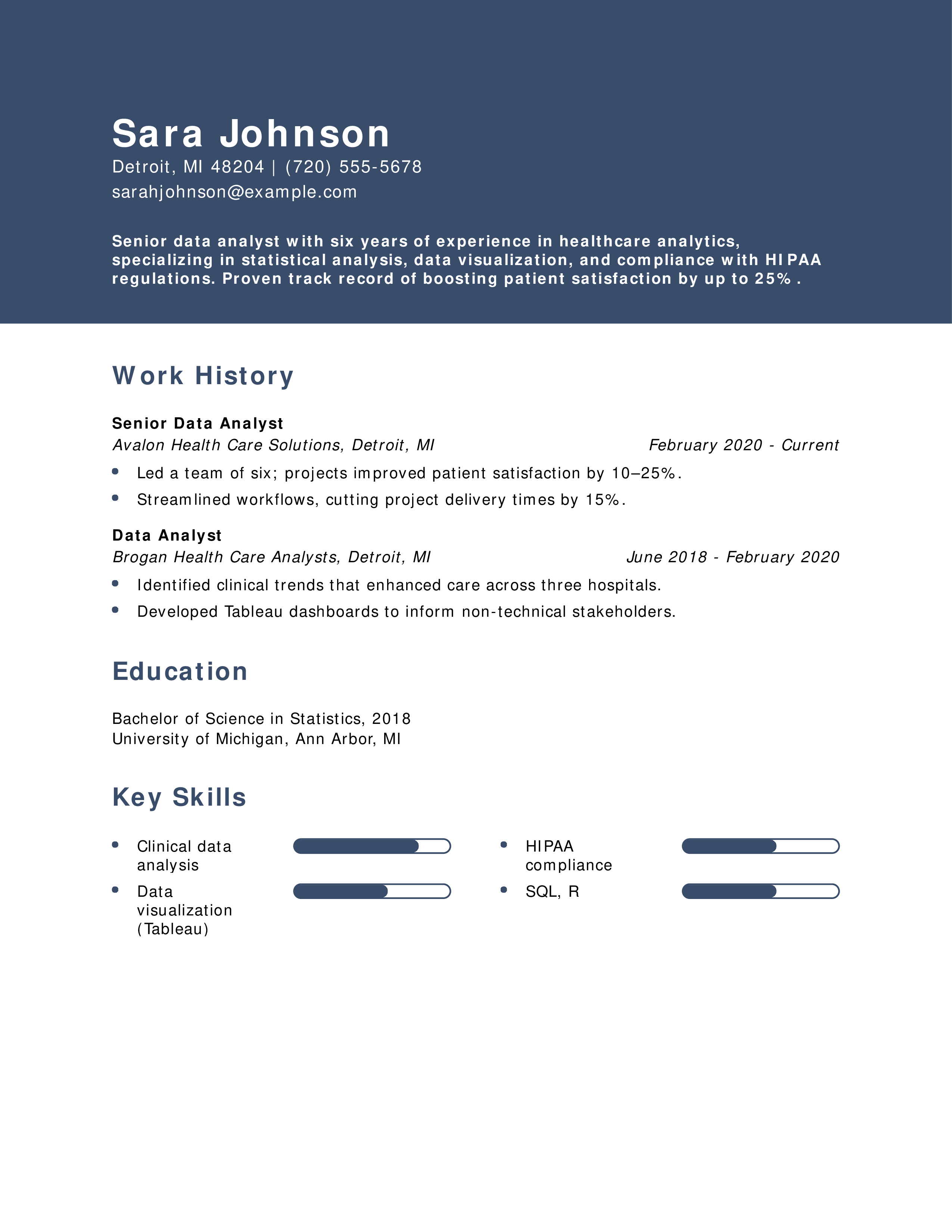 Healthcare Data Analyst Resume