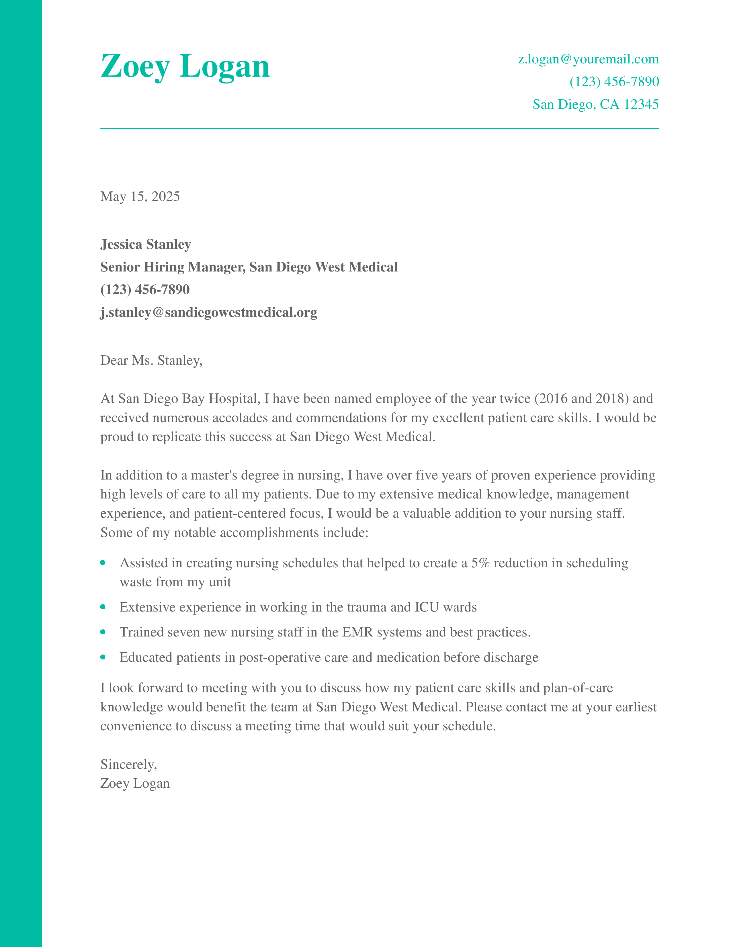 Nurse Cover Letter