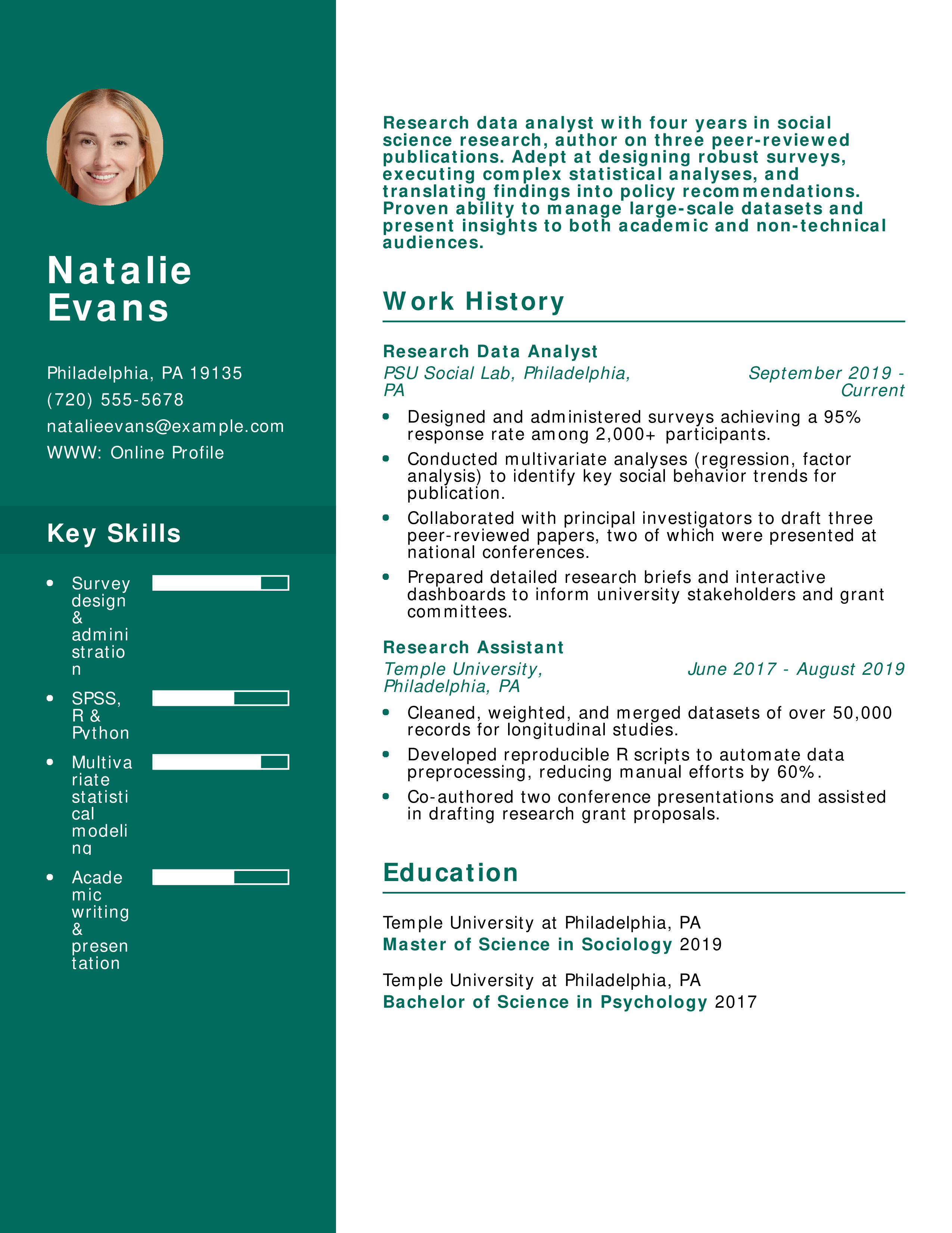 Research Data Analyst Resume