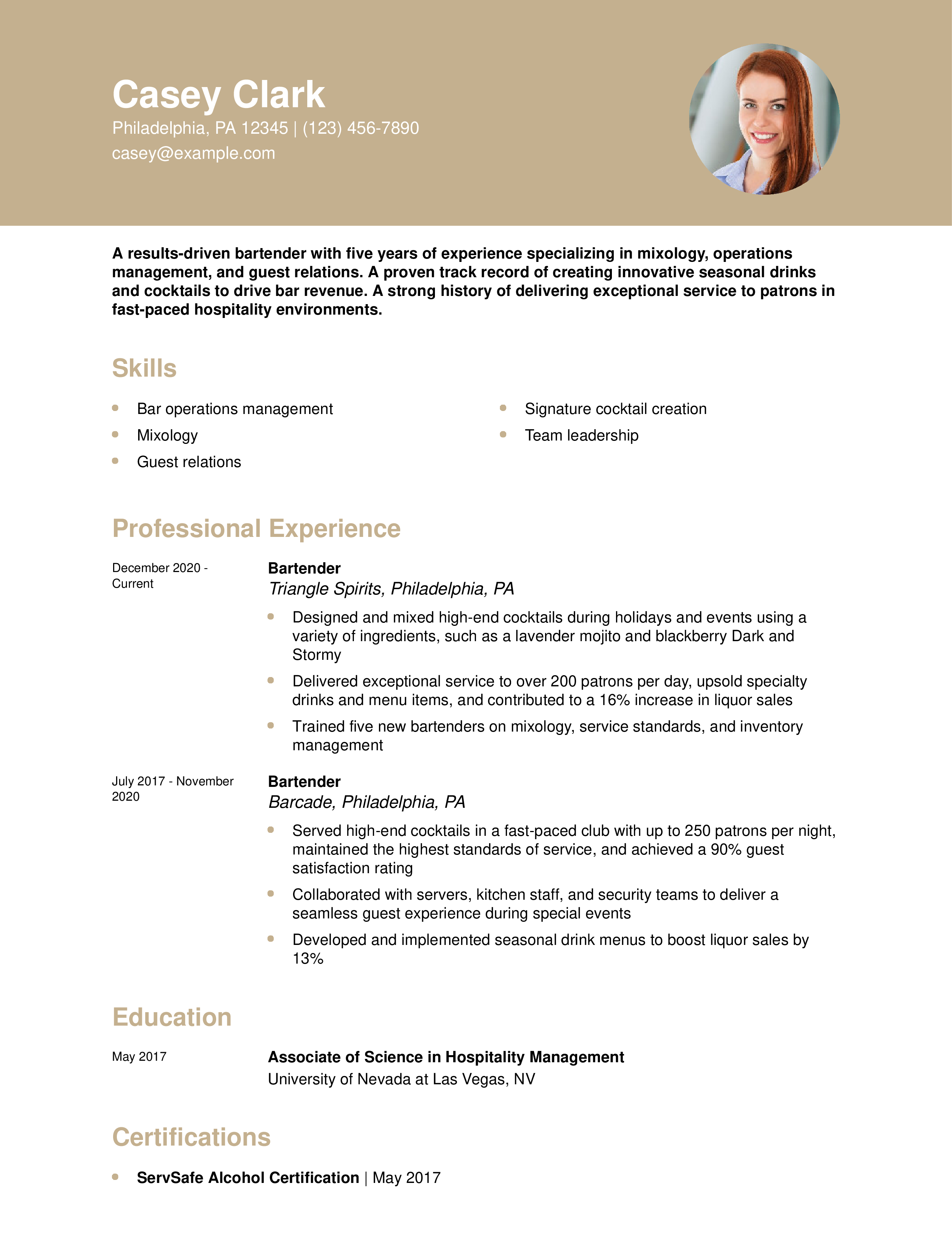 BartenderResumeExampleHomepage