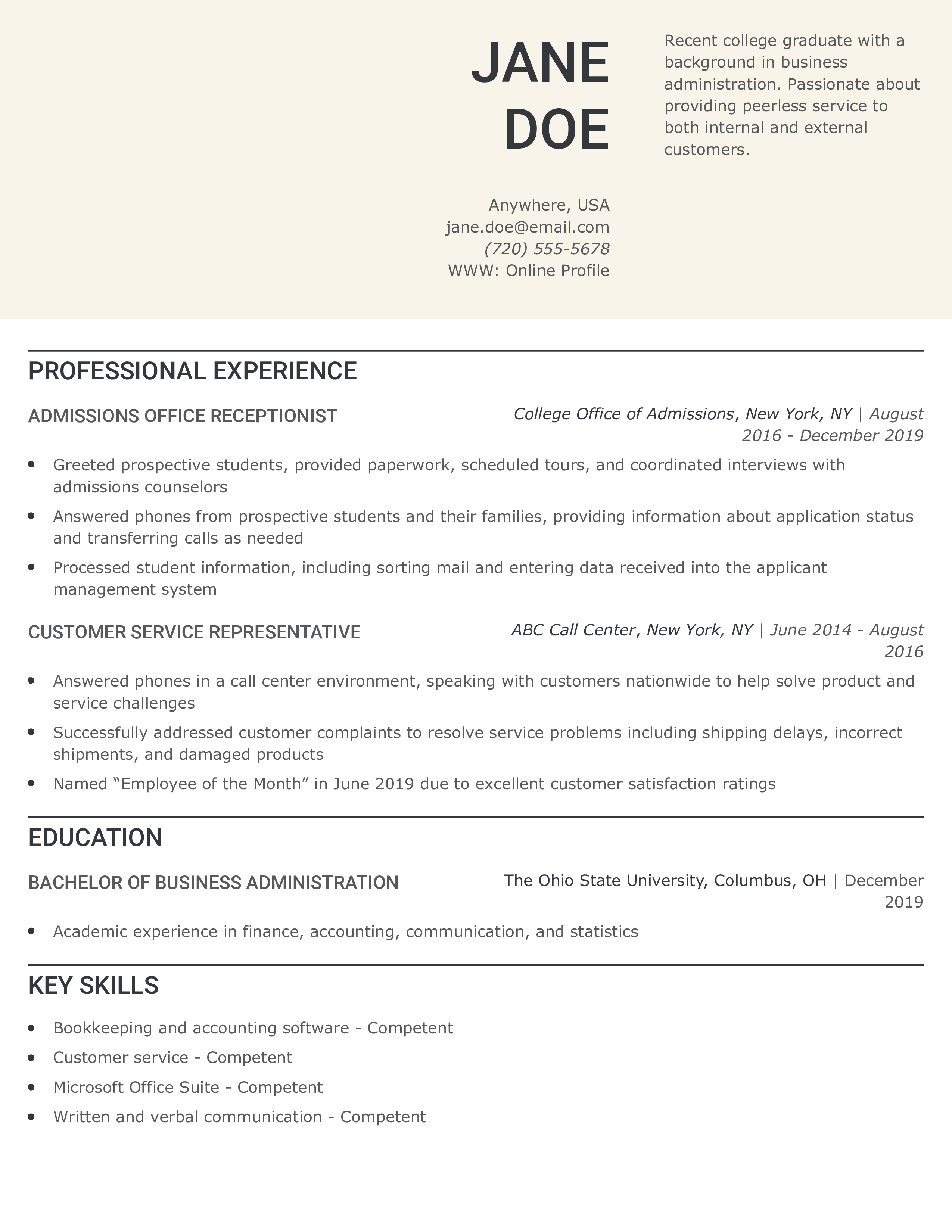Entry Level Administrative Assistant Resume