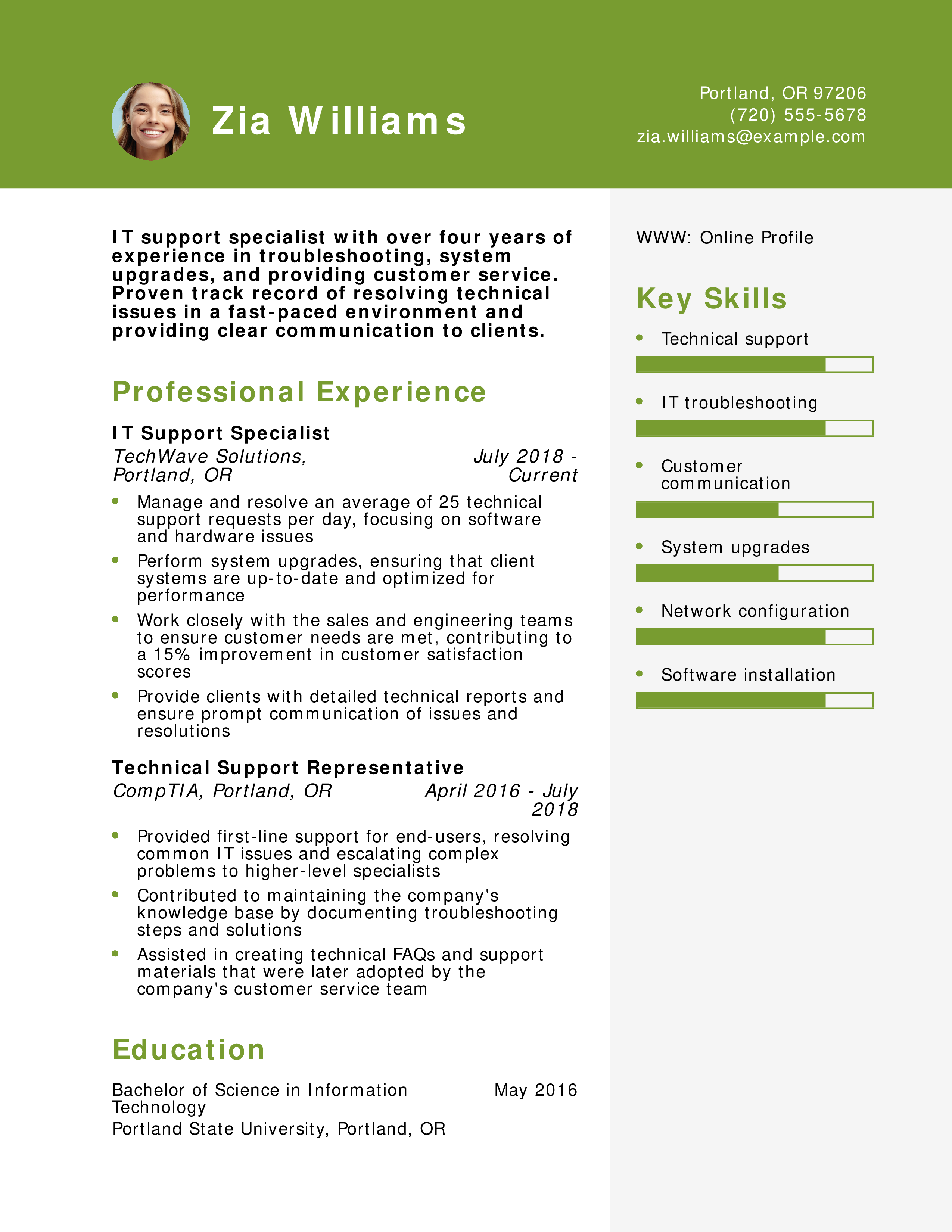IT Support Specialist Resume