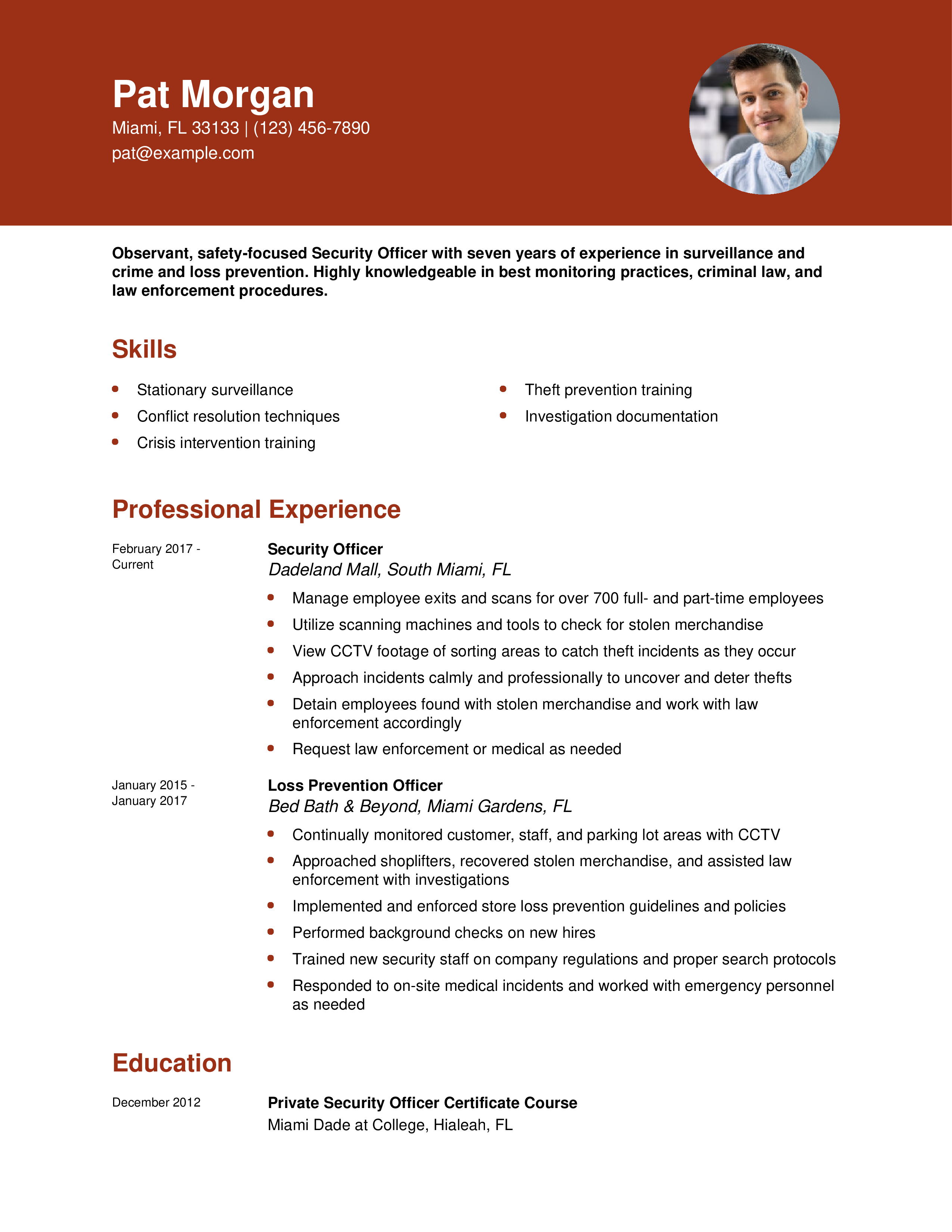 SecurityOfficerResumeExampleHomepage