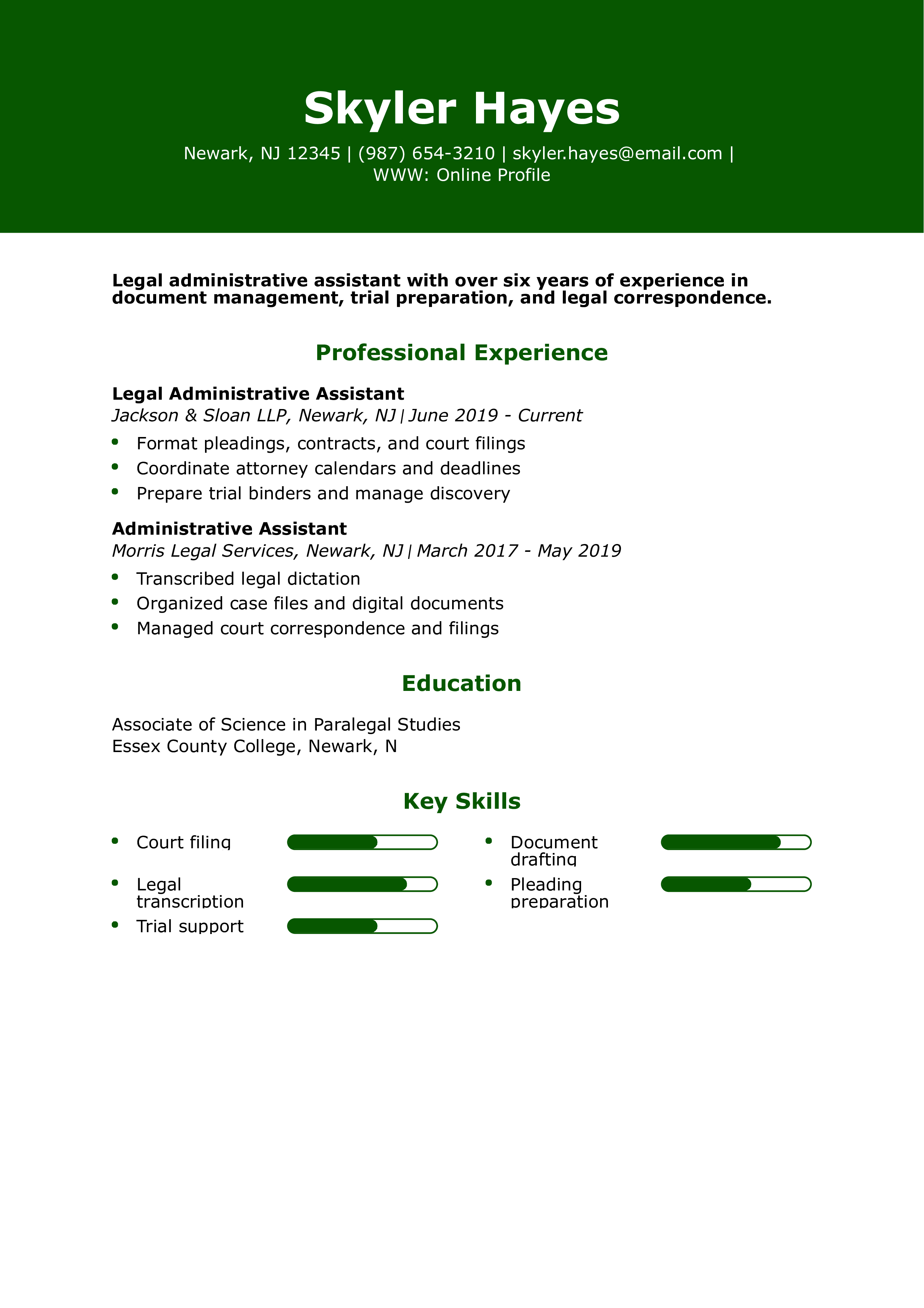 Legal Administrative Assistant Resume