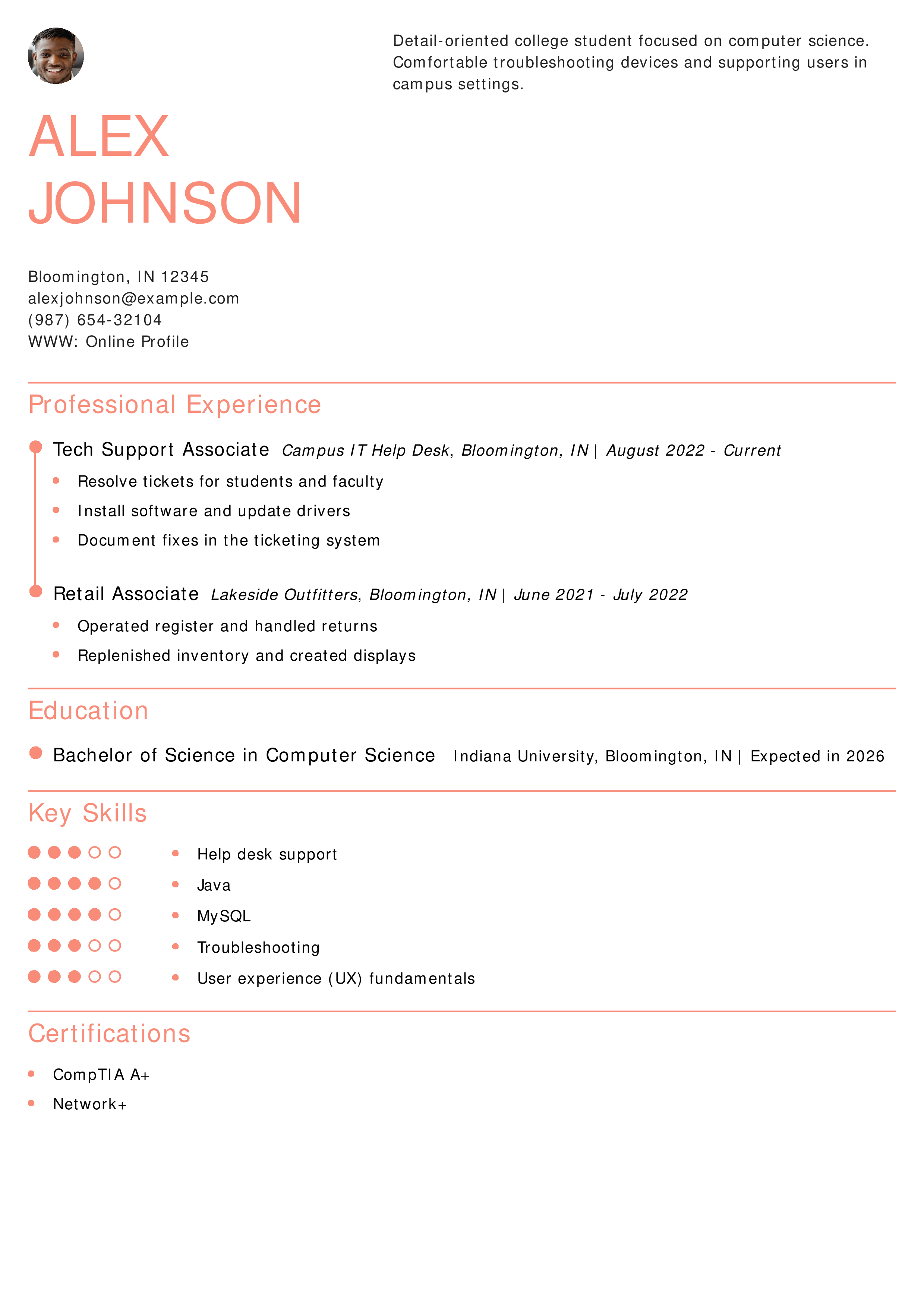 College Student Resume