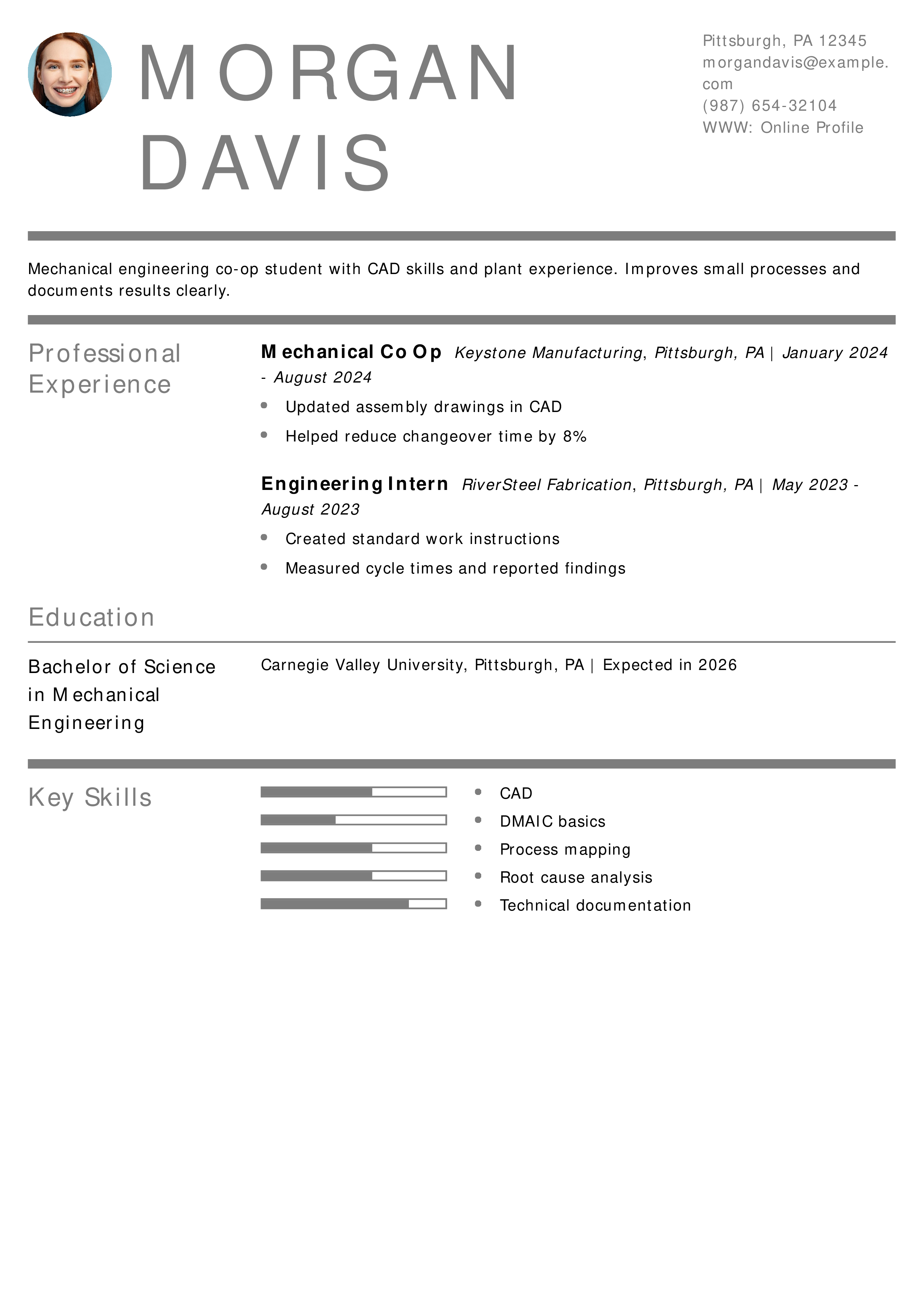 Engineering Co-op Student Resume
