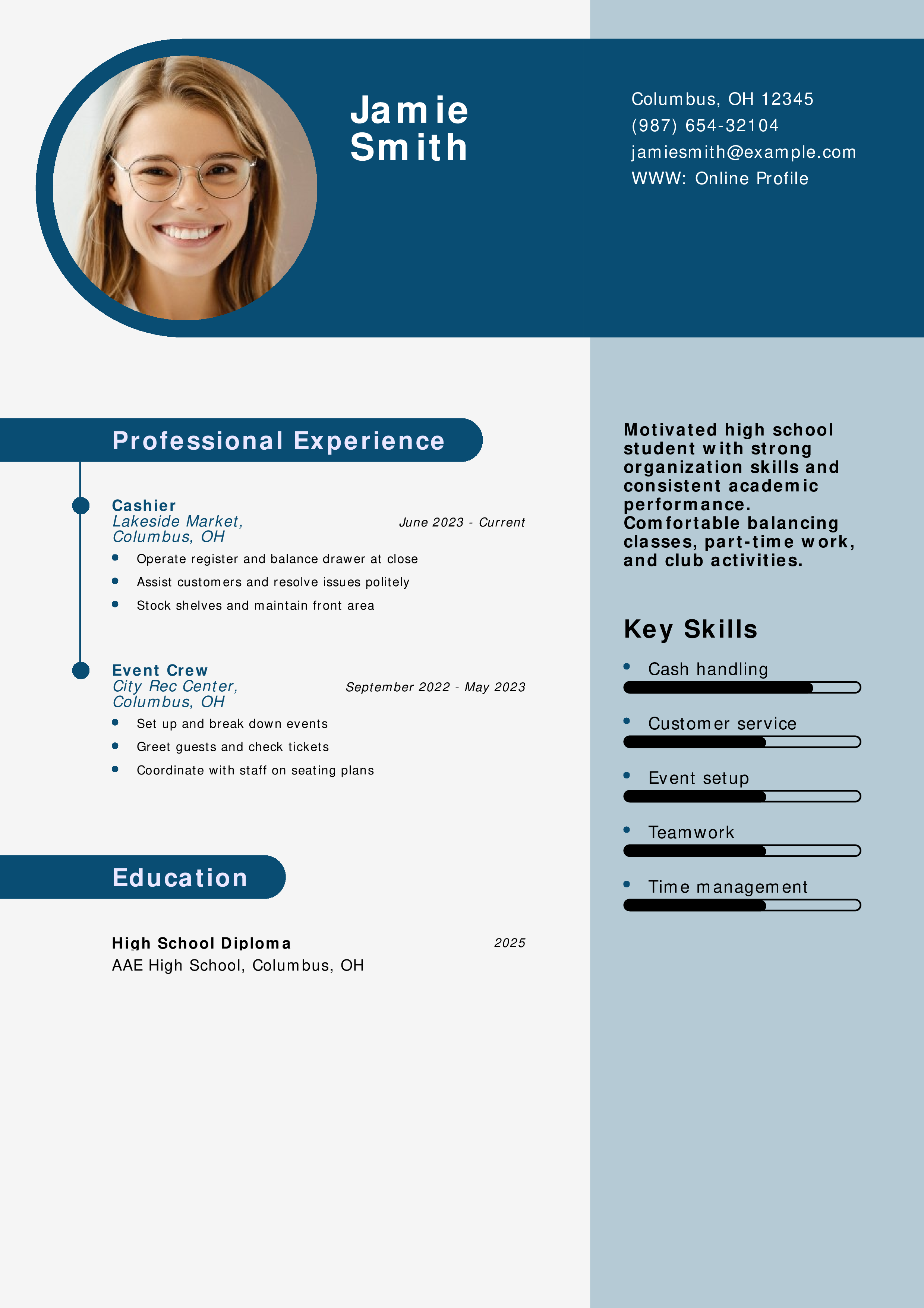 High School Student Resume