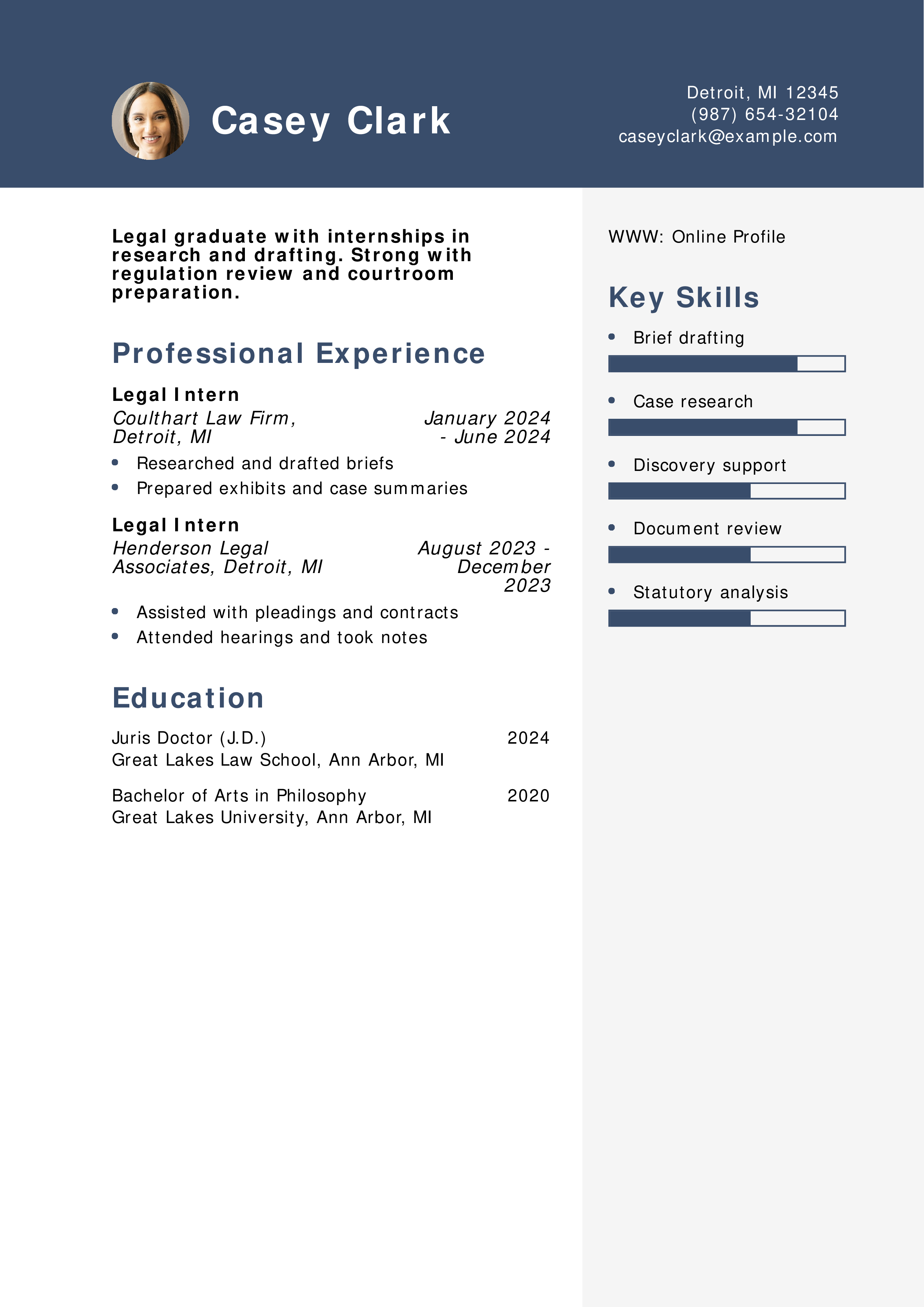 Legal Student Resume