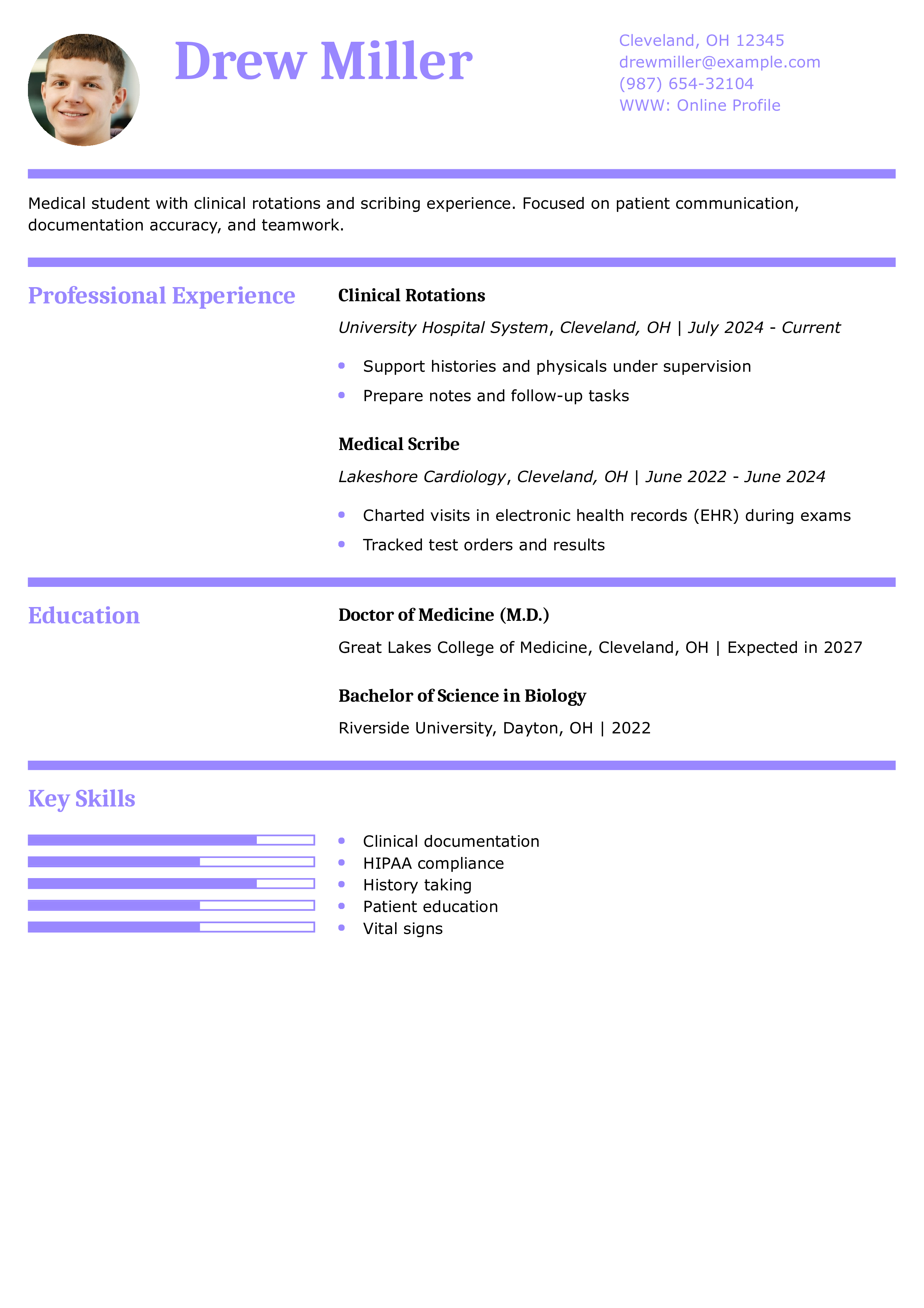 Medical Student Resume