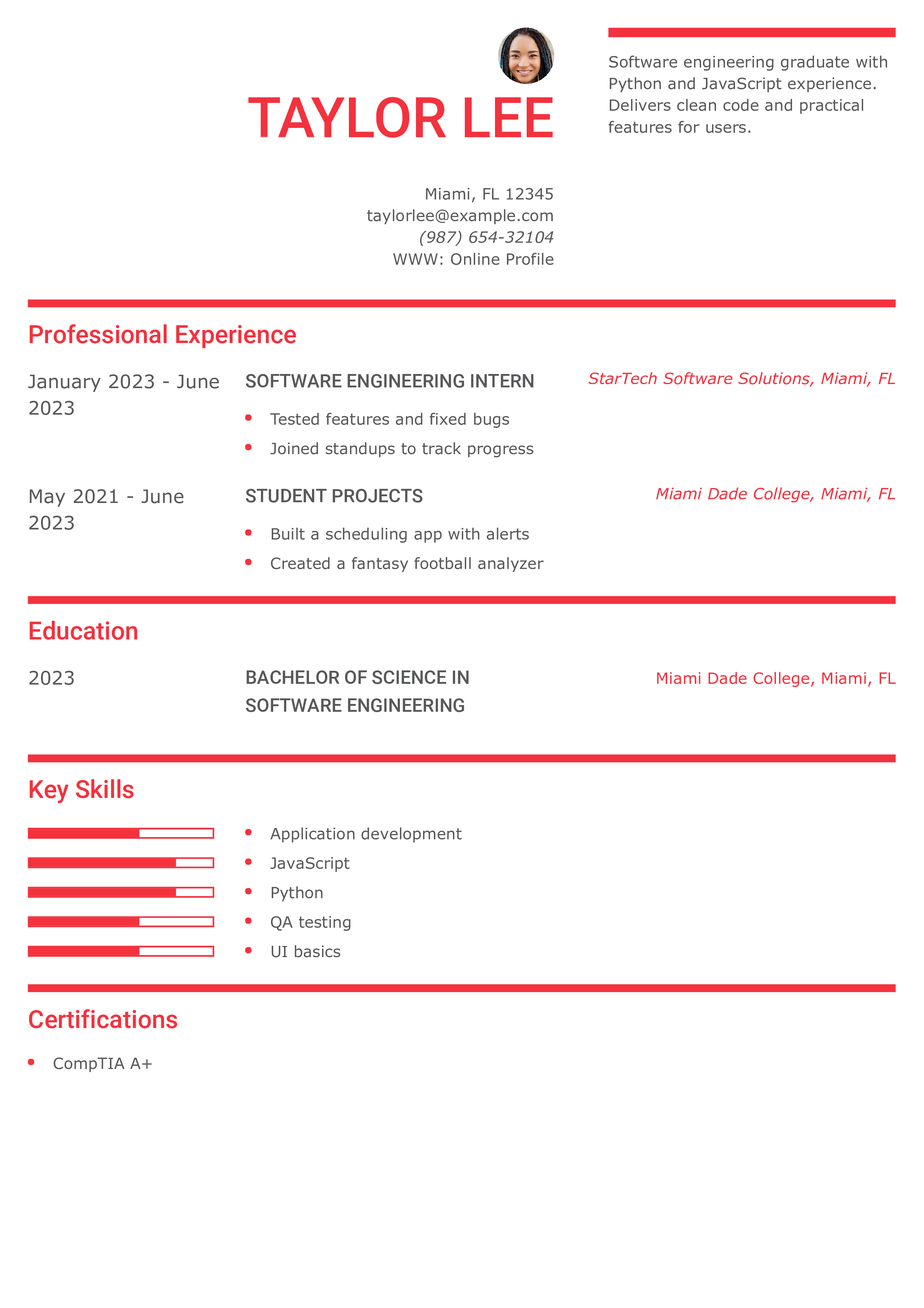 Recent Engineering Graduate Resume
