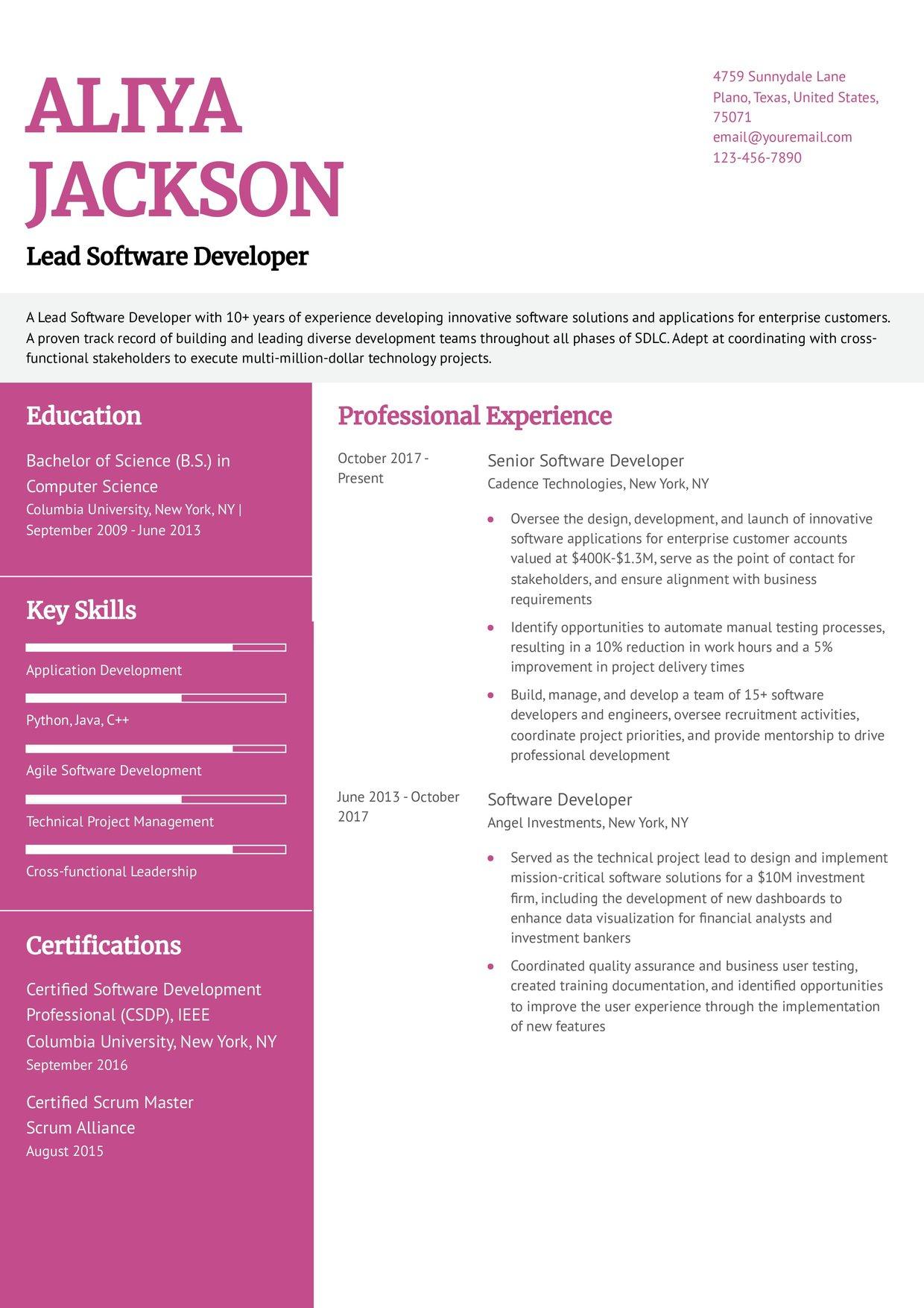 Intuitive Resume Template