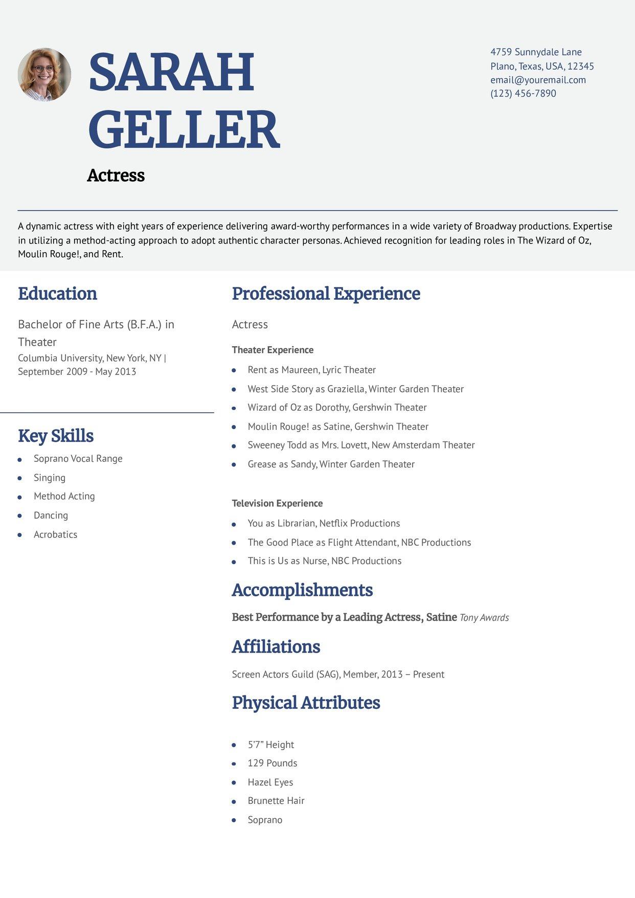 Theater Resume Example